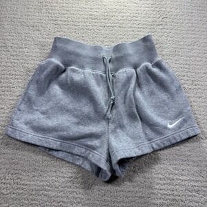 Nike Phoenix High Waisted Fleece Shorts XSmall Sportswear Gray Lounge